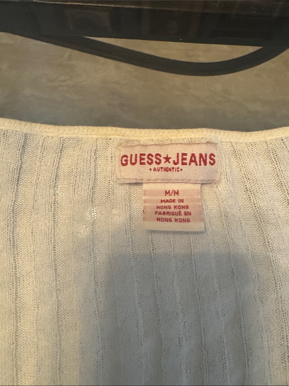 GUESS Jeans Cream Ribbed Cardigan - Picture 2 of 7